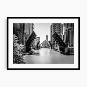 Chicago Photography | black and white photography | Bridges Up Chicago River Frame Mockup