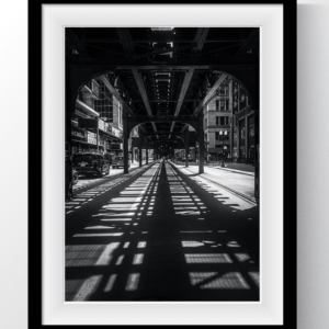 Chicago Photography | black and white photography | Under Tracks Black Frame